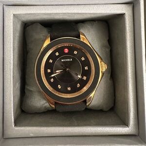 Michele watch black and rose gold